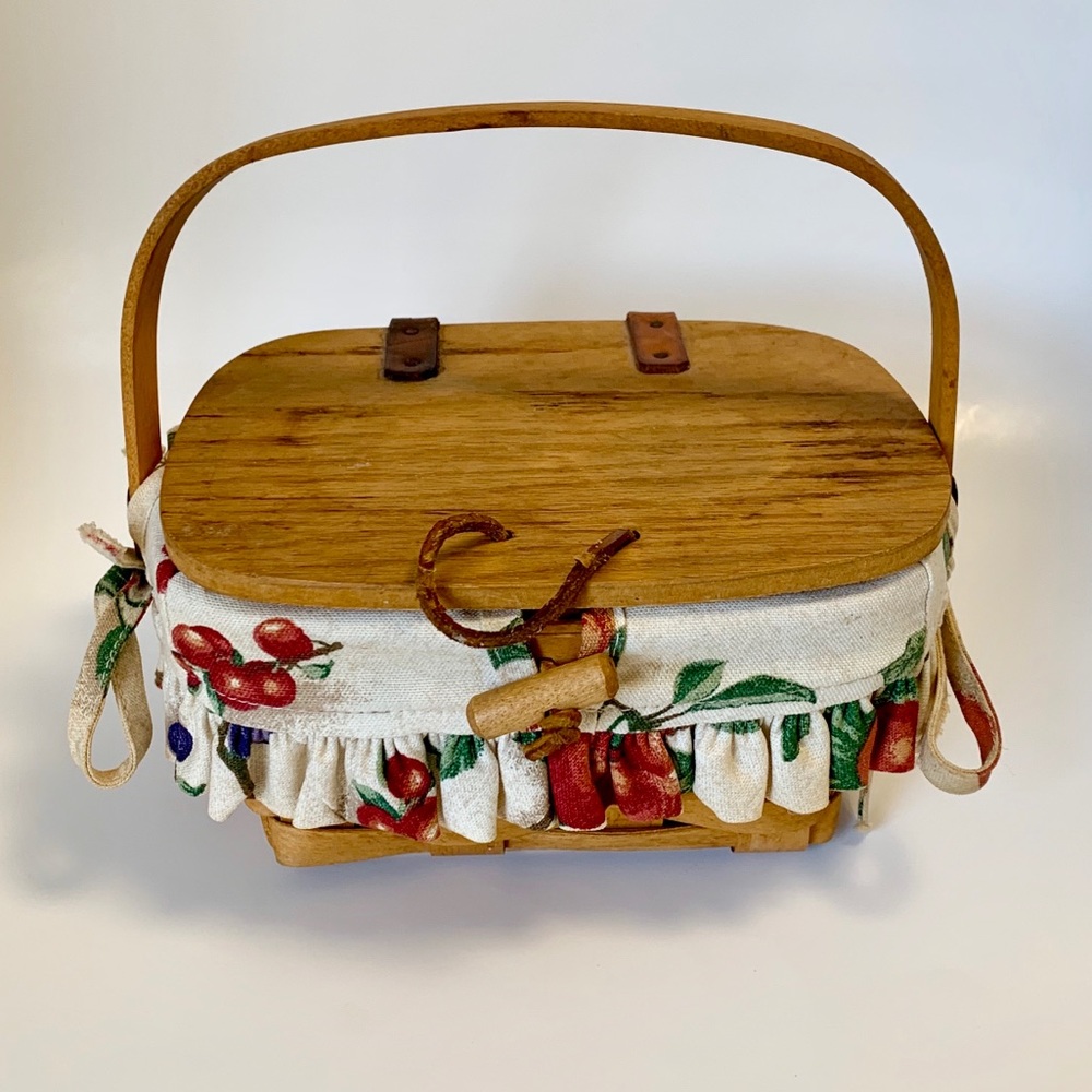 Longaberger Pivot Handle Basket w/ Fabric Insert